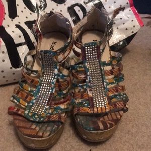 Tribal print wedges